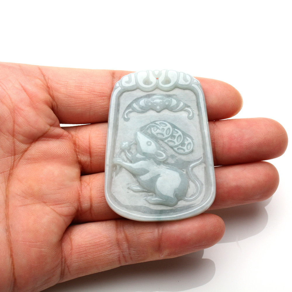 【雅紅珠寶】天然綠翡翠項鍊-鼠-十二生肖-鼠來寶-N0337