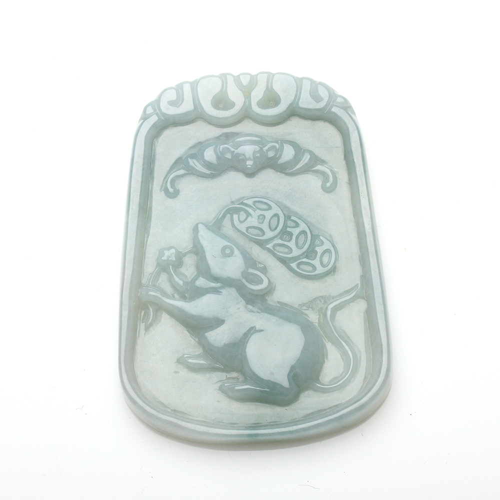 【雅紅珠寶】天然綠翡翠項鍊-鼠-十二生肖-鼠來寶-N0337