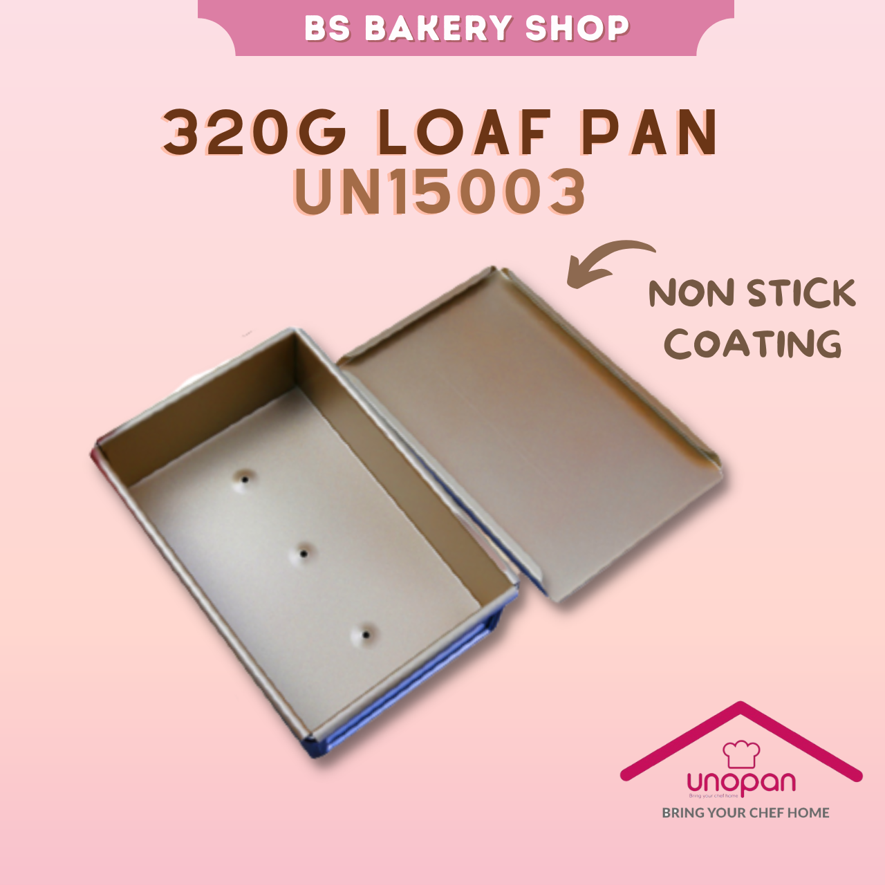 【Unopan 320G Non Stick Loaf Pan 不沾吐司模】UN15003