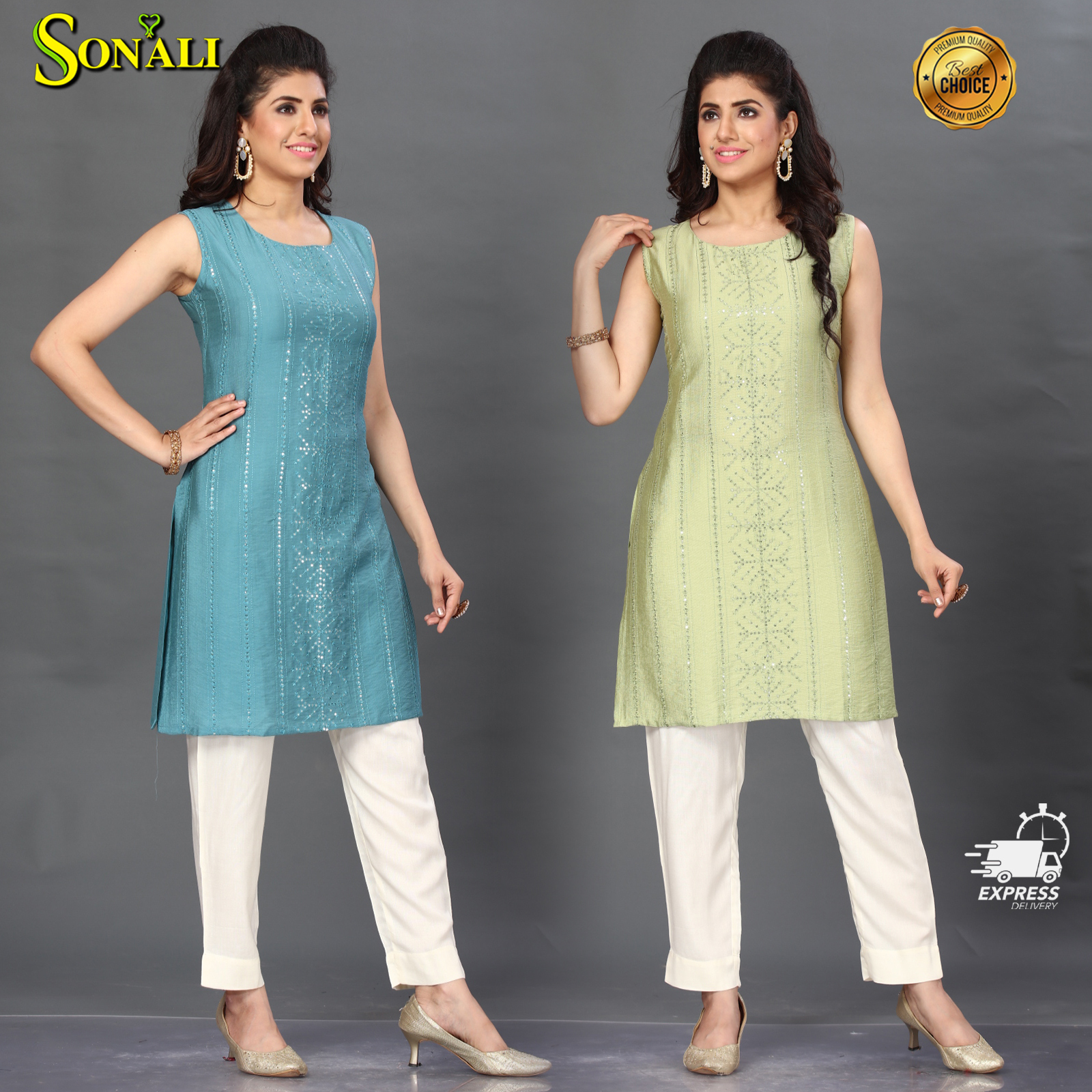 Sonali Premier Quality Women's Short Style Bandhani Long Top Only / Mix and Match Women Wear Top Soft Silk Material A0029A / A0029B