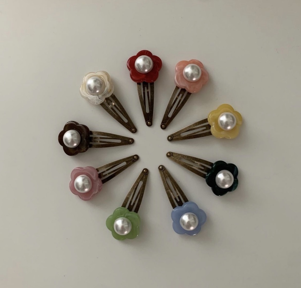 大理石花朵髮夾