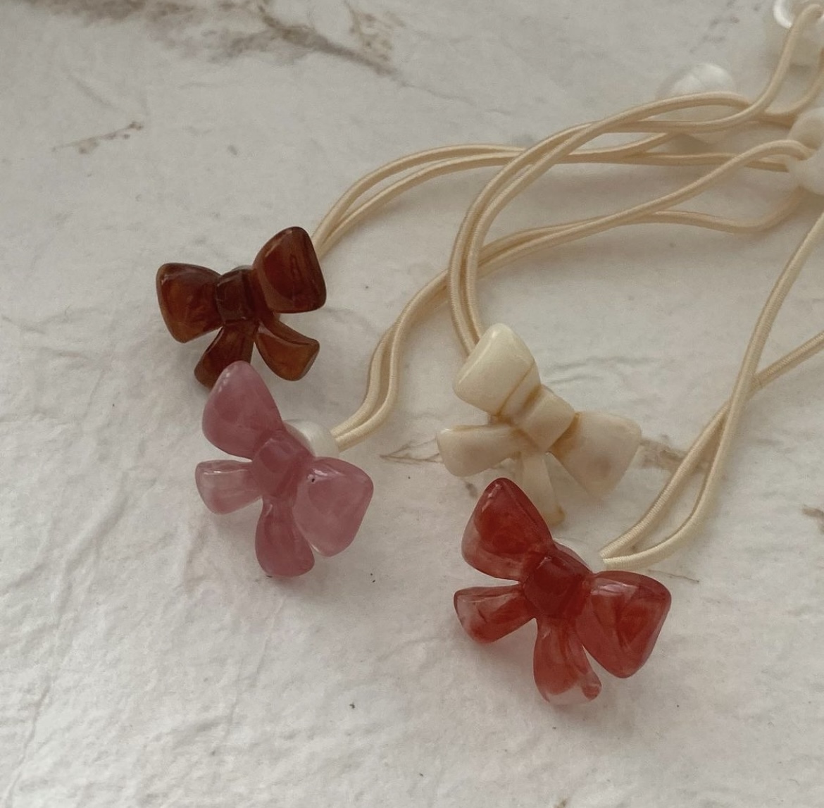 大理石緞帶綁髮(2件組)