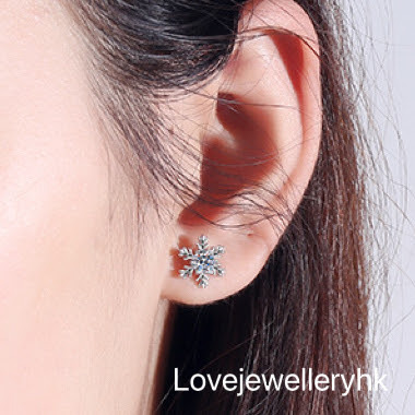 雪花莫桑鑽耳環   E1C051