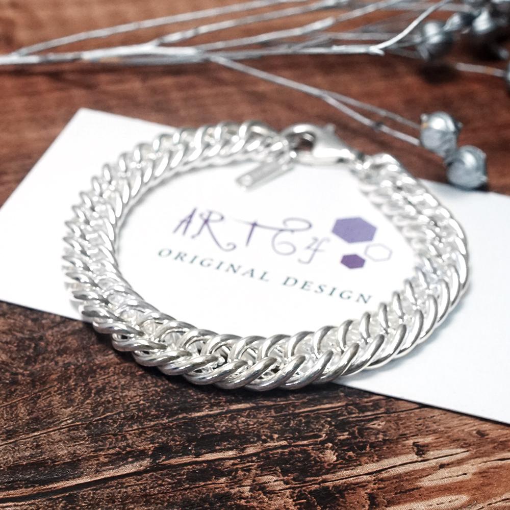 雙環圓線繩索手鍊(10mm寬鍊) 925純銀手鍊