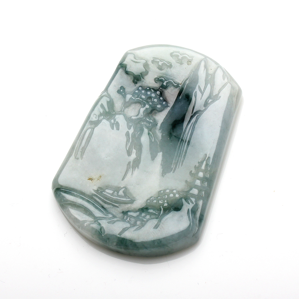 【雅紅珠寶】天然飄蘭花翡翠項鍊-山水畫-N0338