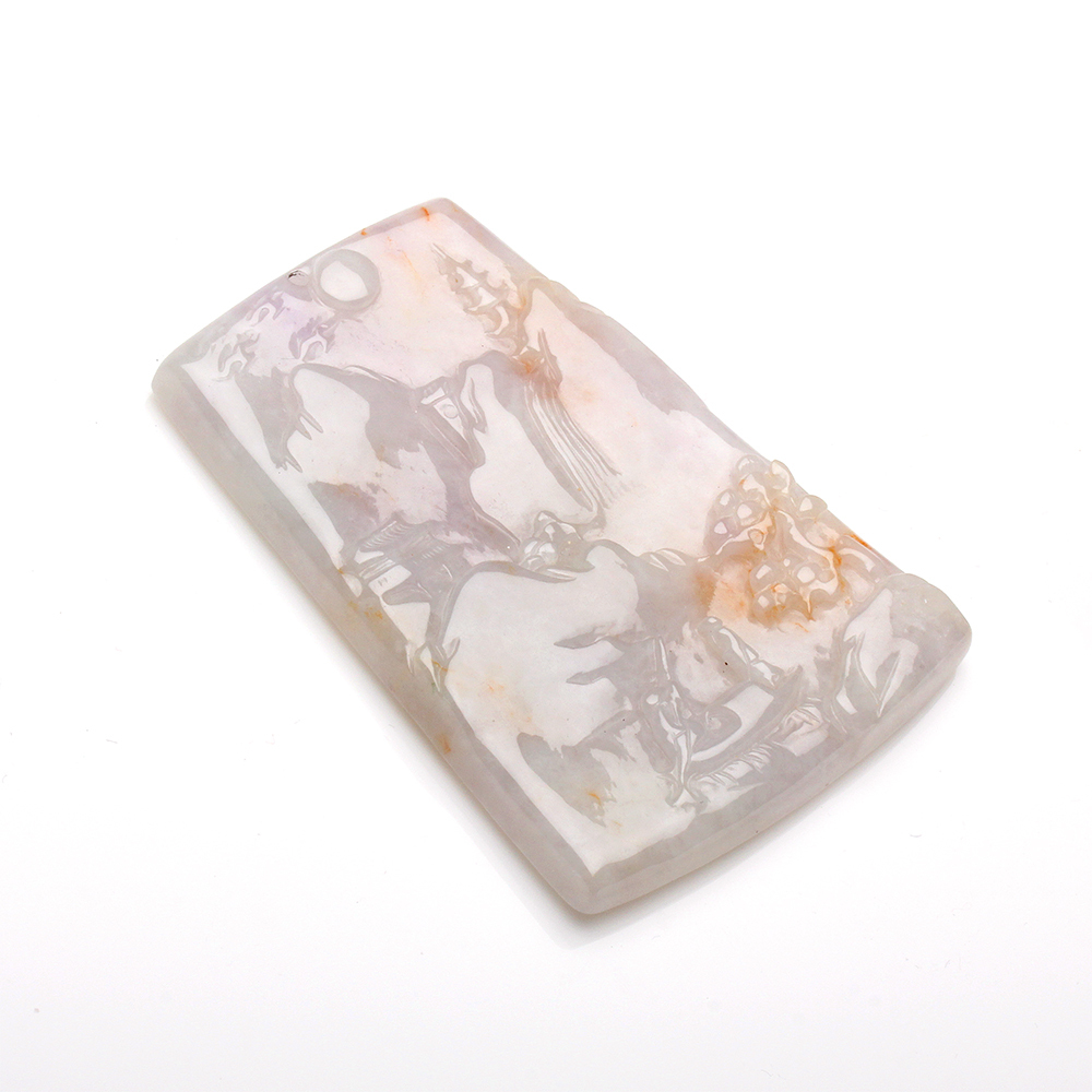 【雅紅珠寶】天然紫蘿蘭翡翠項鍊-山光水色-N0339