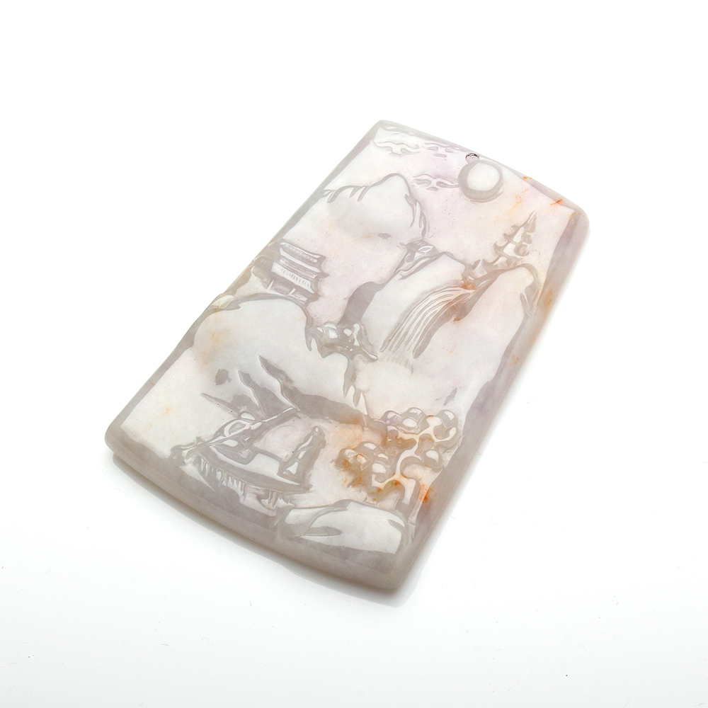 【雅紅珠寶】天然紫蘿蘭翡翠項鍊-山光水色-N0339