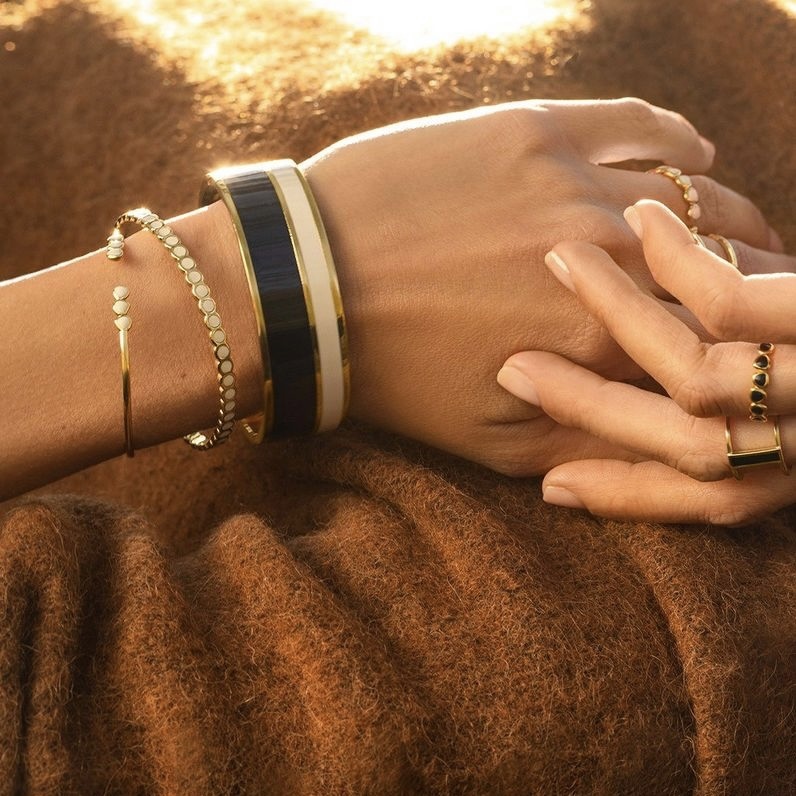 法國 Bangle Up LUMI 半開口滿版琺瑯鍍金手環
