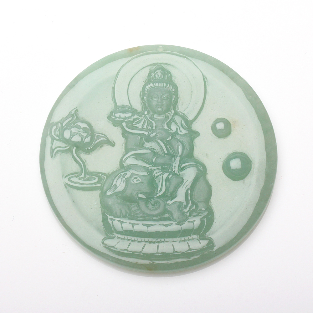 【雅紅珠寶】天然湖水綠翡翠項鍊-普賢菩薩-N0342