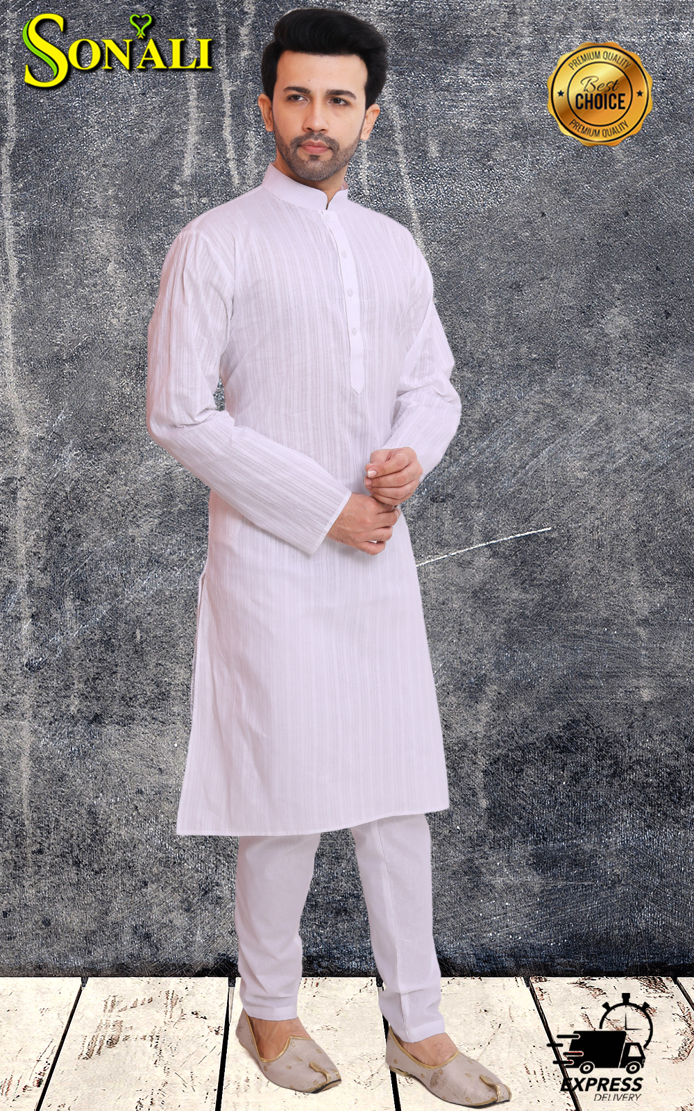 Sonali Premier Quality Father & Son Collections Men's Suit and Boy's Suit White Color (Set) Available Plus Sizes (upto 10XL)- A0039/A0040