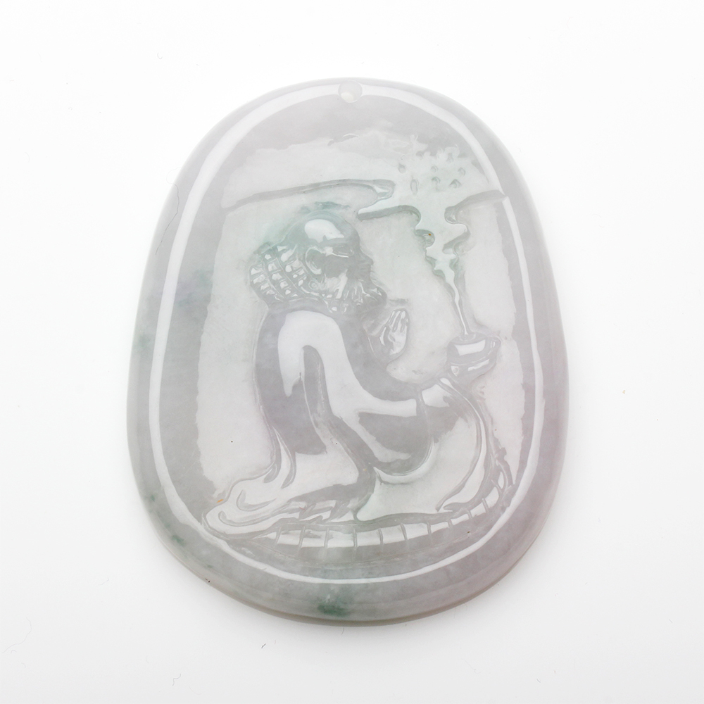 【雅紅珠寶】天然春帶翡翠項鍊-菩提達摩-N0344