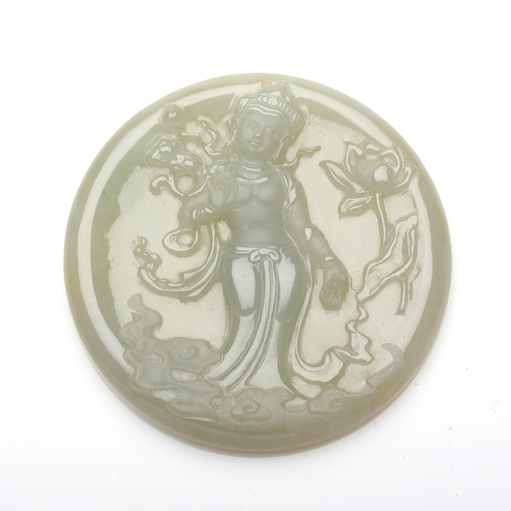 【雅紅珠寶】天然金黃翡翠項鍊-觀世音菩薩-普慈觀音-N0346