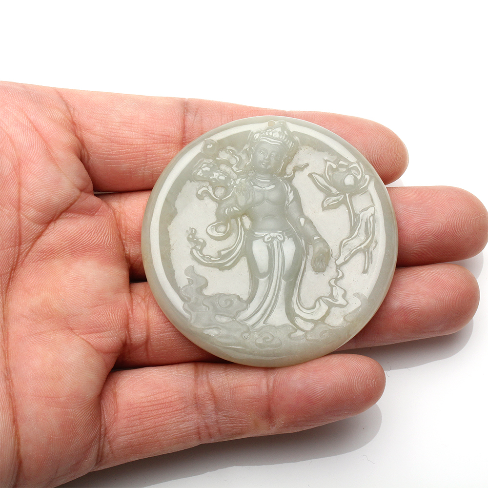 【雅紅珠寶】天然金黃翡翠項鍊-觀世音菩薩-普慈觀音-N0346