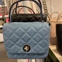 [S] KATE SPADE k8162 NATALIA SMOOTH QUILTED SQUARE CROSSBODY BAG,DUSTY BLUE, 196021118890 (SKS217)