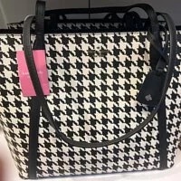 [S] KATE SPADE K9148 CARA HOUNDSTOOTH PRI LARGE TOTE BAG,BLACK MULTI, 196021119712 (SKS226)