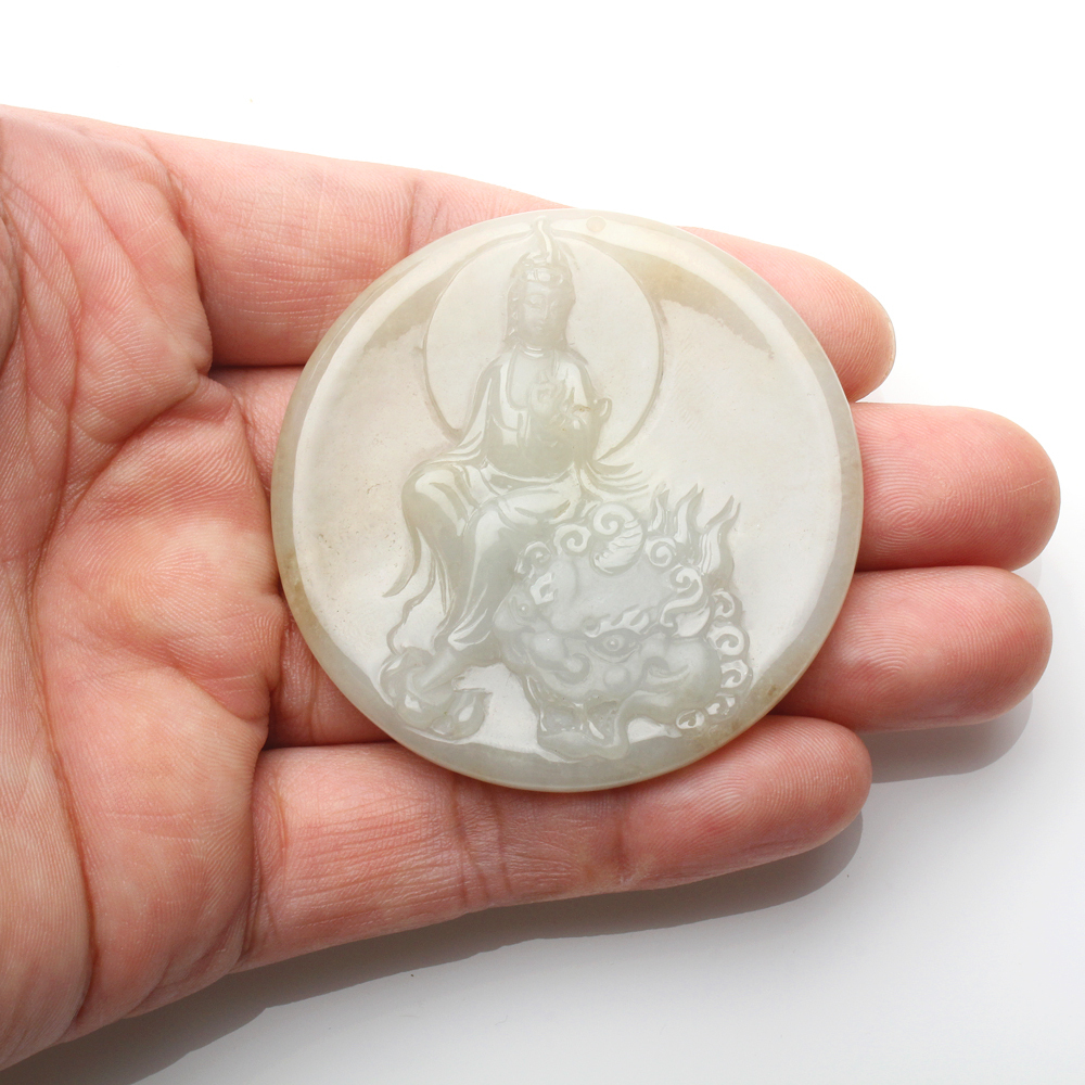 【雅紅珠寶】天然金黃翡翠項鍊-文殊菩薩-N0348