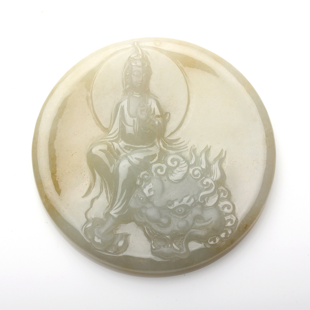 【雅紅珠寶】天然金黃翡翠項鍊-文殊菩薩-N0348