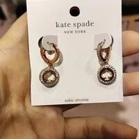 [S] KATE SPADE K9175 SPOT THE SPADE EARRING,CLEAR/ROSE, 196021117800 (SKS243)