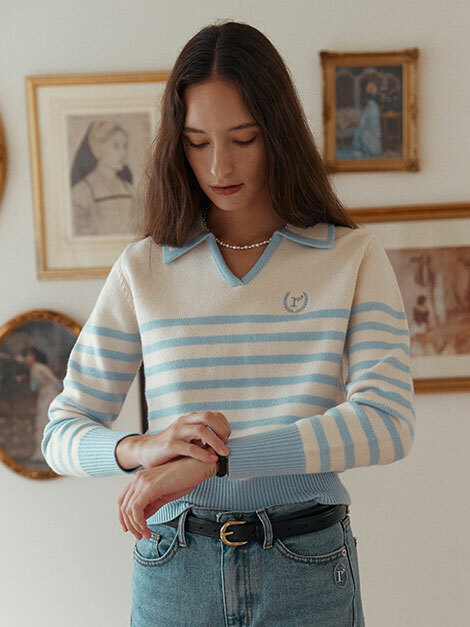ROLAROLA COLLAR STRIPE KNIT