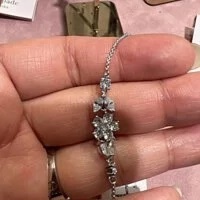 [S] KATE SPADE O0RU3094 GLEAMING GARDEN FLOWER SLIDER BRACELET,CLEAR/SLVR, 767883552575 (SKS247)