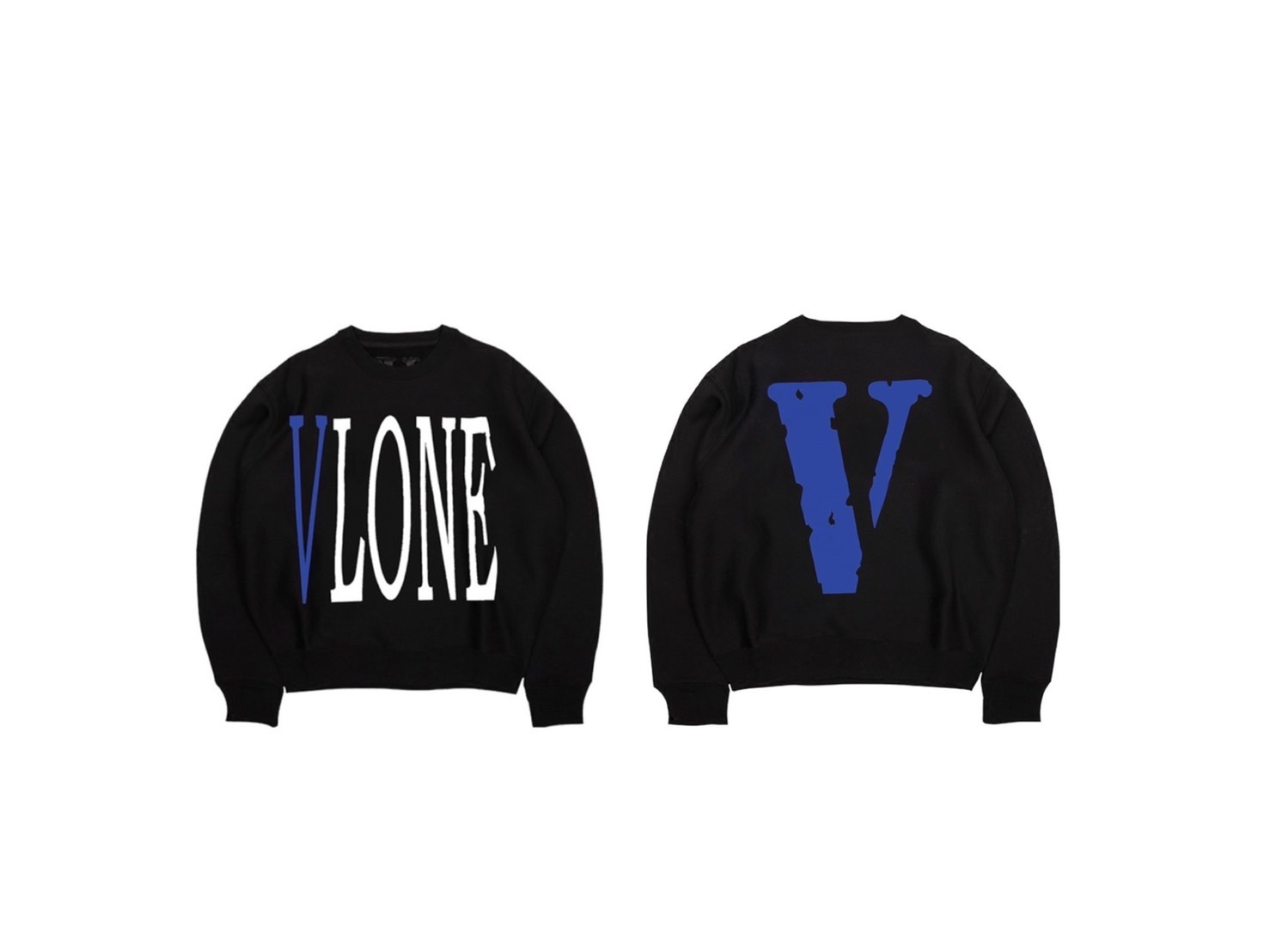 VLONE 黑藍 字體 Logo 大V 衛衣 長袖