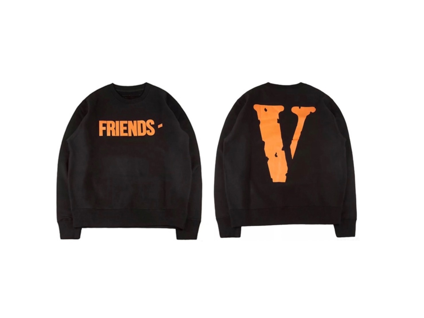 921 VLONE FRIENDS CREWNECK SWEATSHIRT BLACK ORANGE M-