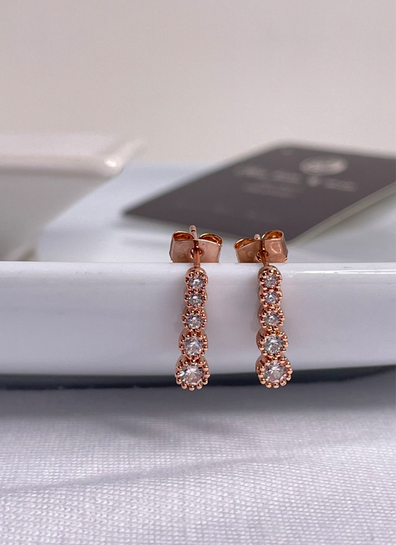 [現貨] 韓劇圓鑽垂墜耳環