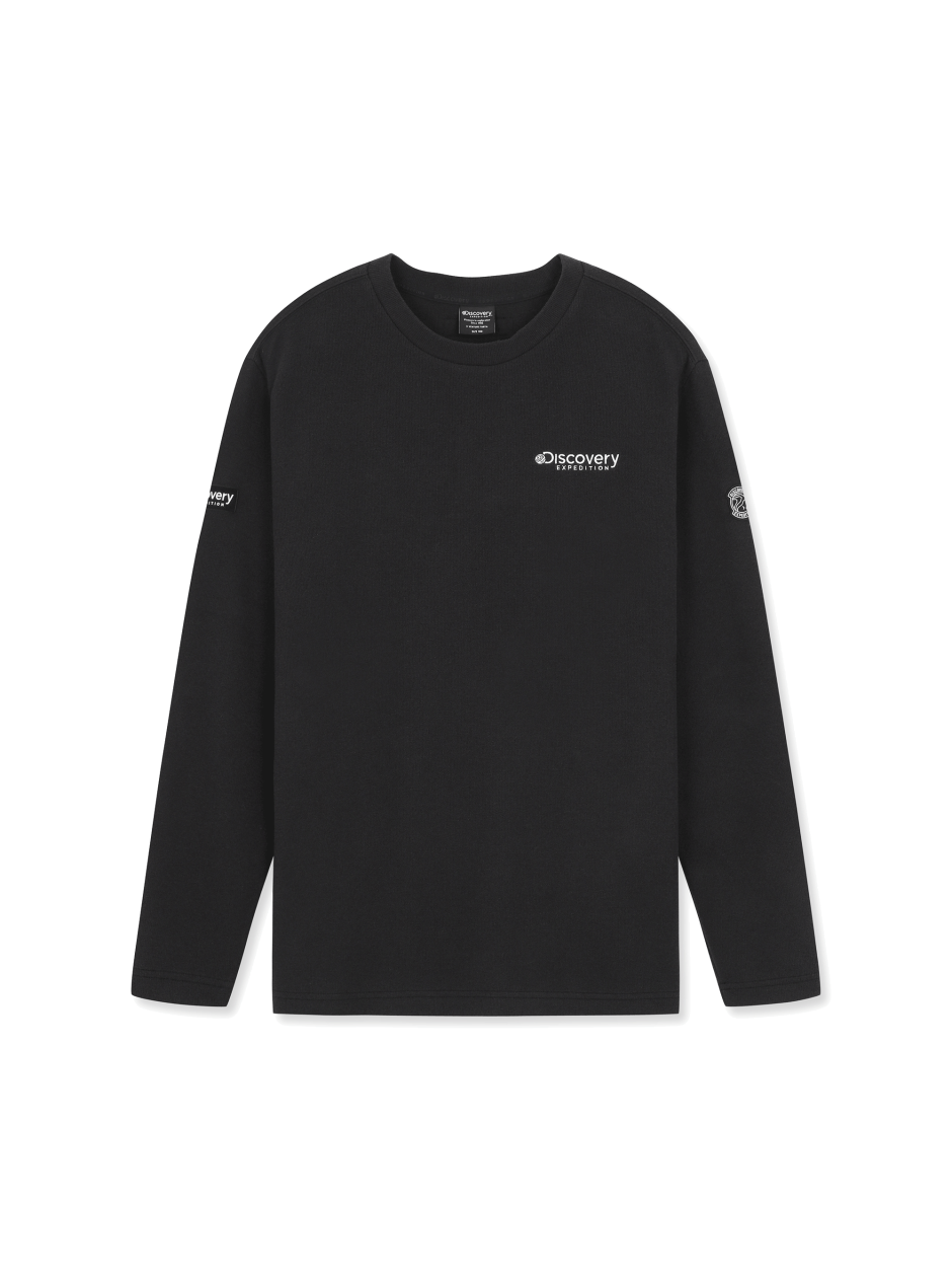 Discovery 針織合身 小LOGO 長袖 大學T 黑色 男