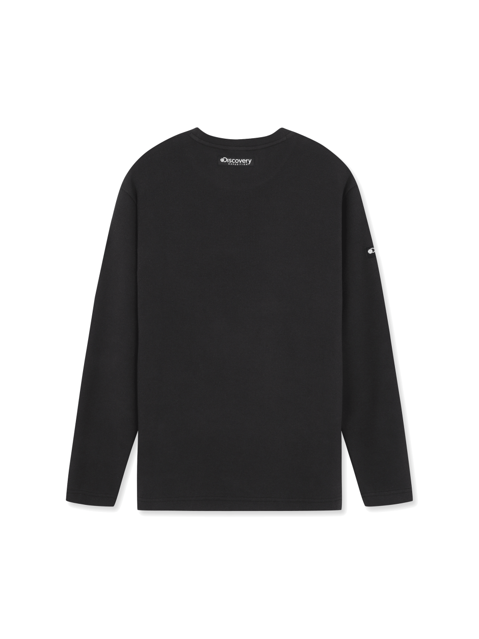 Discovery 針織合身 小LOGO 長袖 大學T 黑色 男