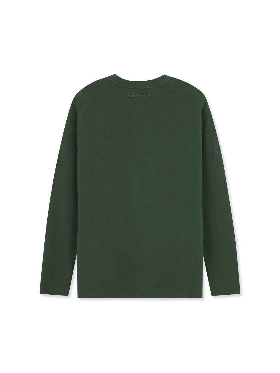 Discovery 針織合身 小LOGO 長袖 大學T 綠色 男