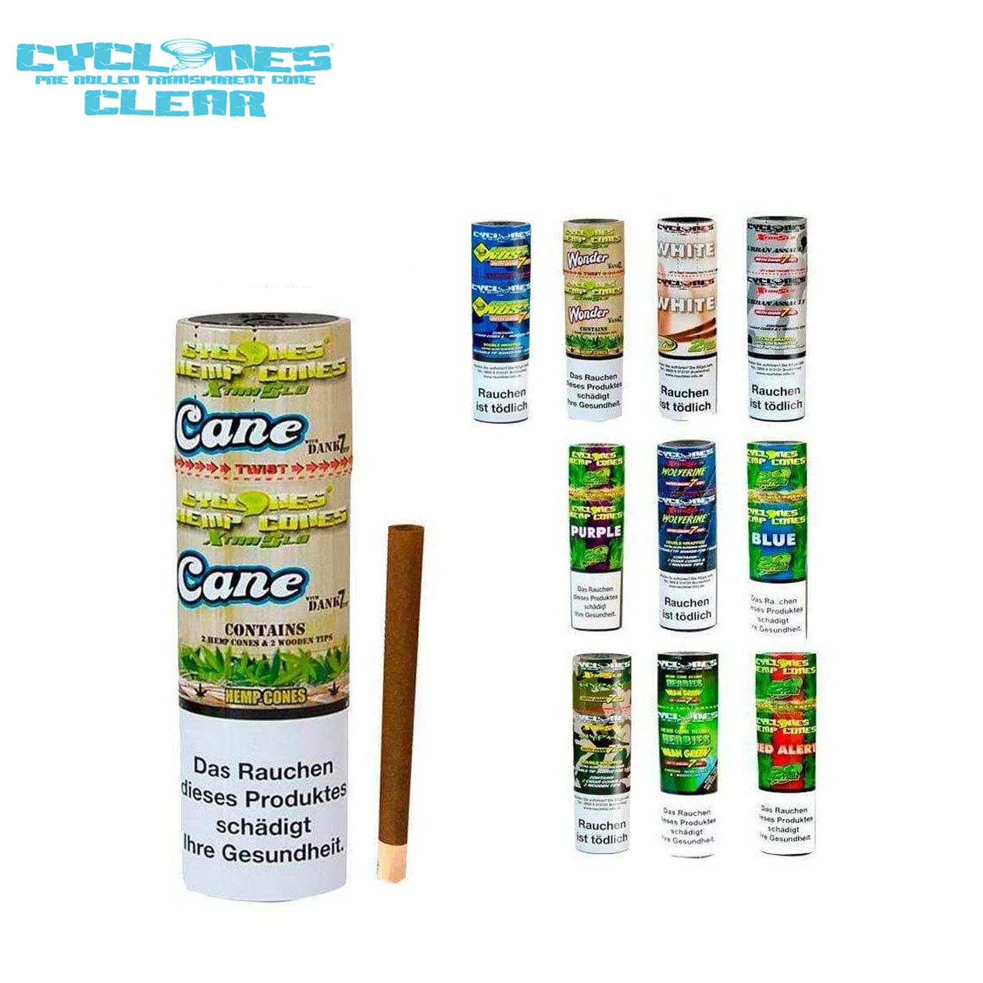 歐洲 Cyclones - KingSize Slow-Burn Hemp Cones 慢燒版預捲（2pc）