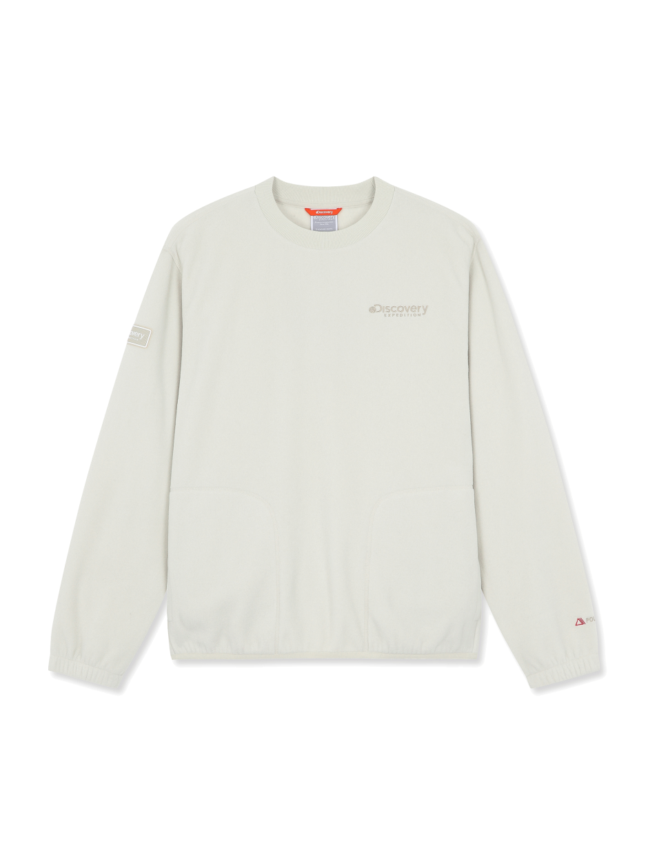 Discovery 抓絨 小LOGO 長袖 大學T 白色 男