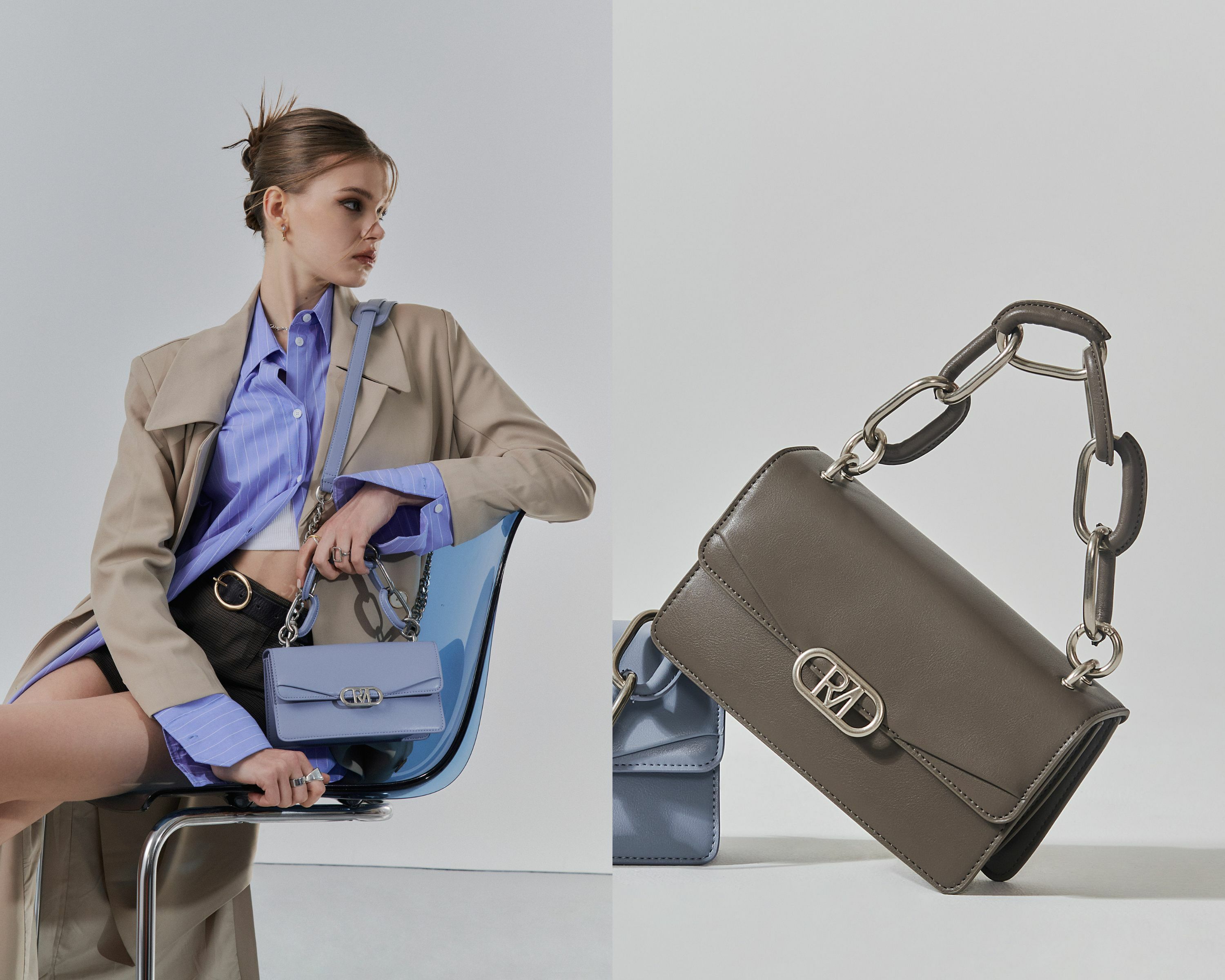 簡潔有力的風格是第三象限的特色，以穿皮粗鍊手提帶、鏤空品牌標誌等吸睛元素。