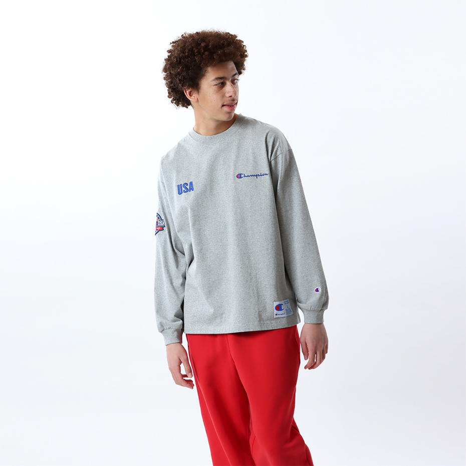 男款- AS刺繡Logo長Tee-灰色（C3-W421-070）