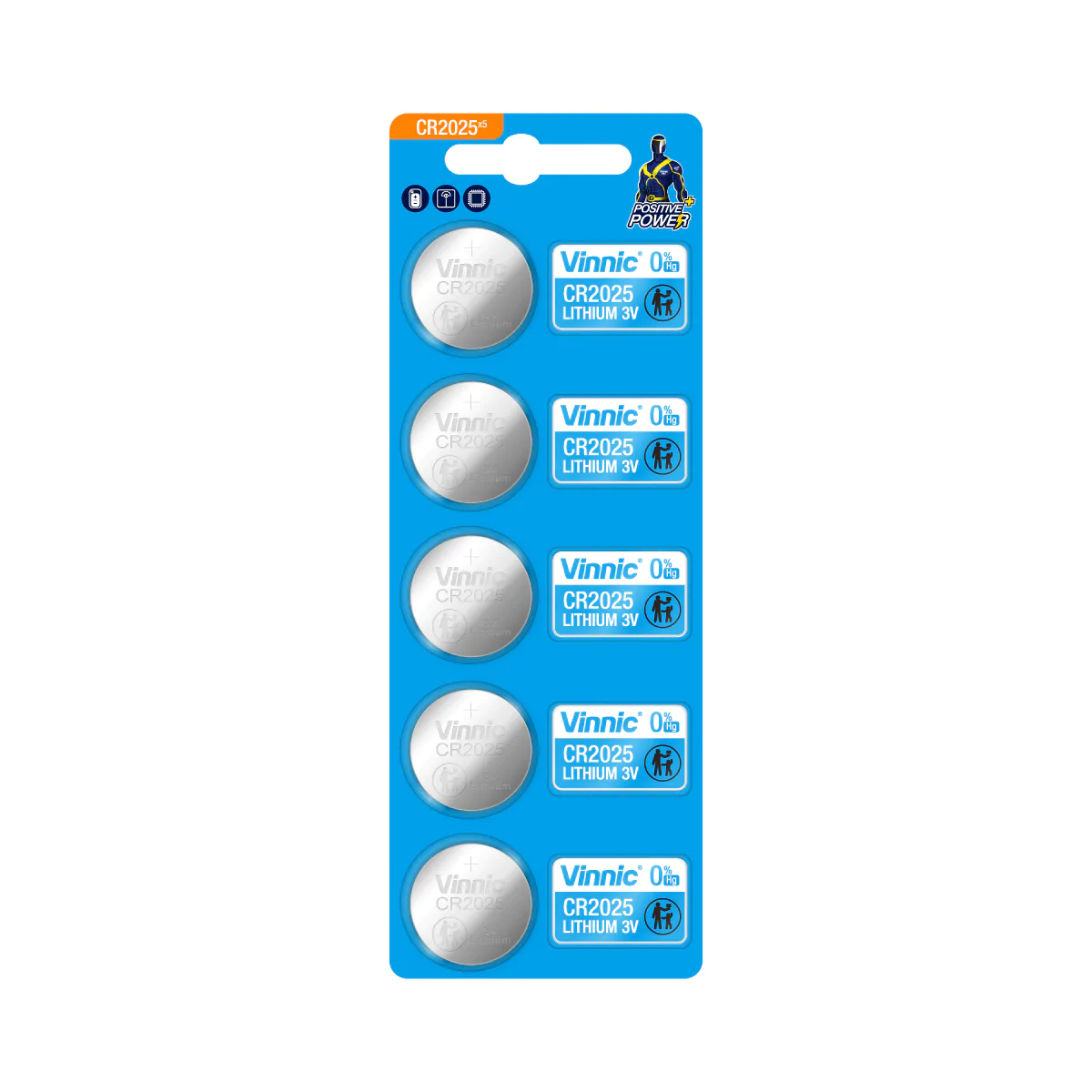 銀戰士 Vinnic  鈕扣鋰電池 ‧CR2025 (3V)‧5粒裝‧香港行貨‧