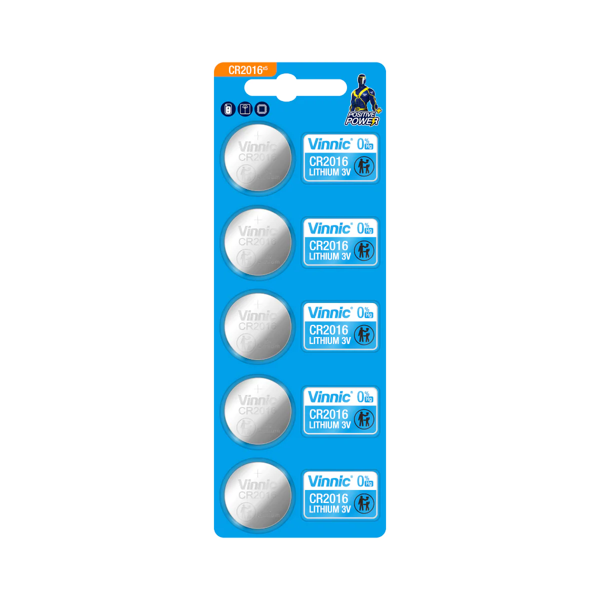 銀戰士 Vinnic  鈕扣鋰電池‧ CR2016(3V)‧5粒裝‧香港行貨‧