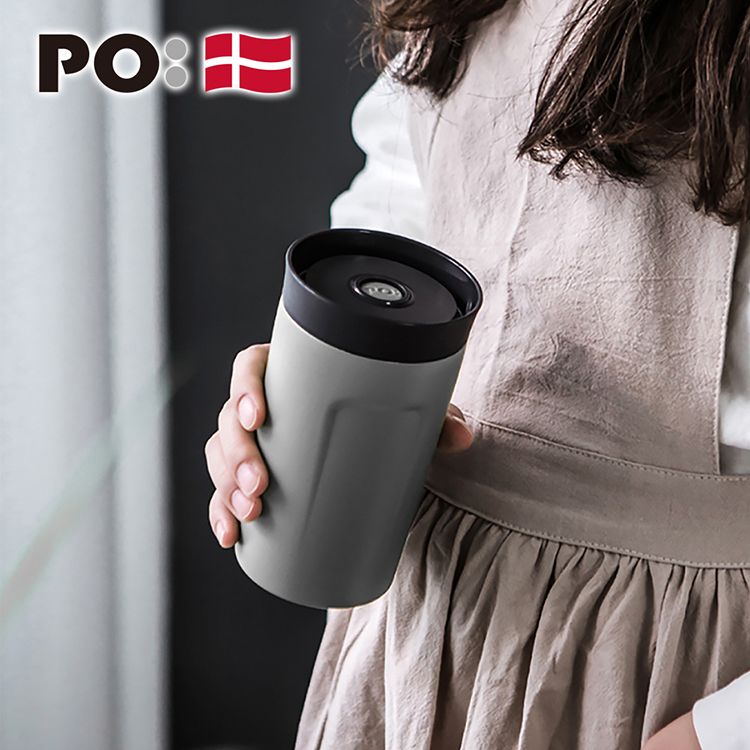 PO: 丹麥360度飲用隨行保溫咖啡杯350ml(灰)