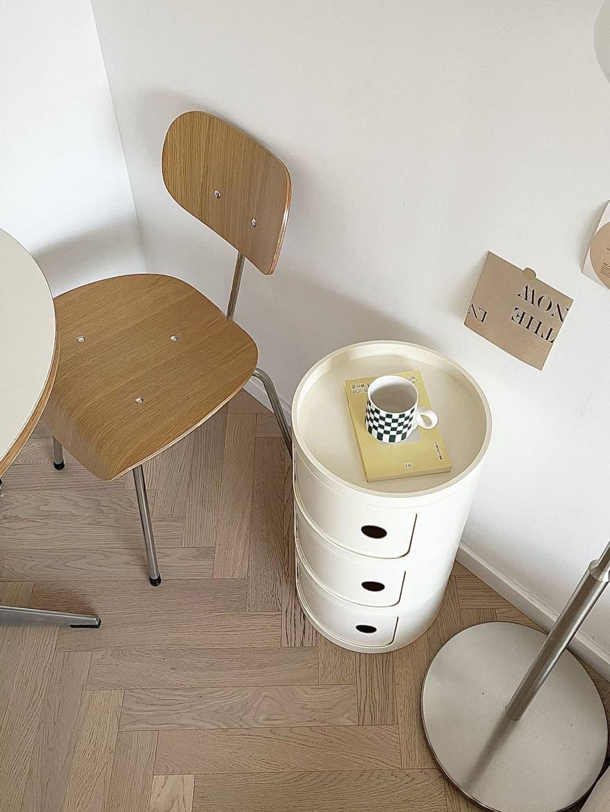 北歐風多層式拉門圓筒收納櫃擺件 / 2色