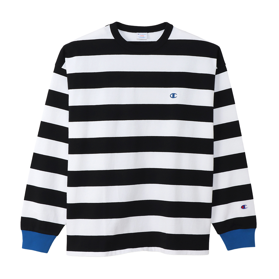 男款-CASUAL條紋長袖上衣-黑色（C3-W418-090）