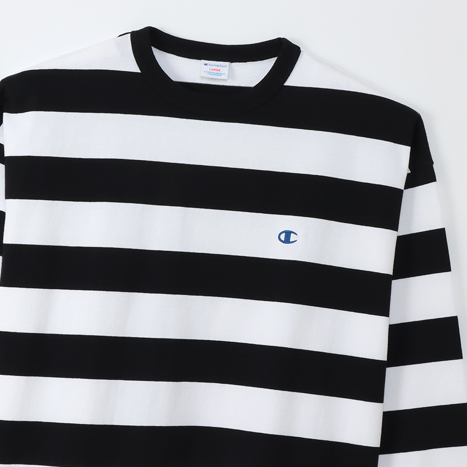 男款-CASUAL條紋長袖上衣-黑色（C3-W418-090）