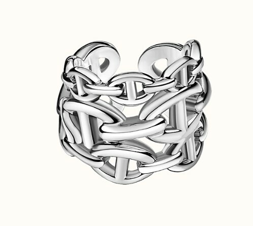 AHE04520 HERMES Chaine D'ancre Enchainee Ring Large Model Sliver