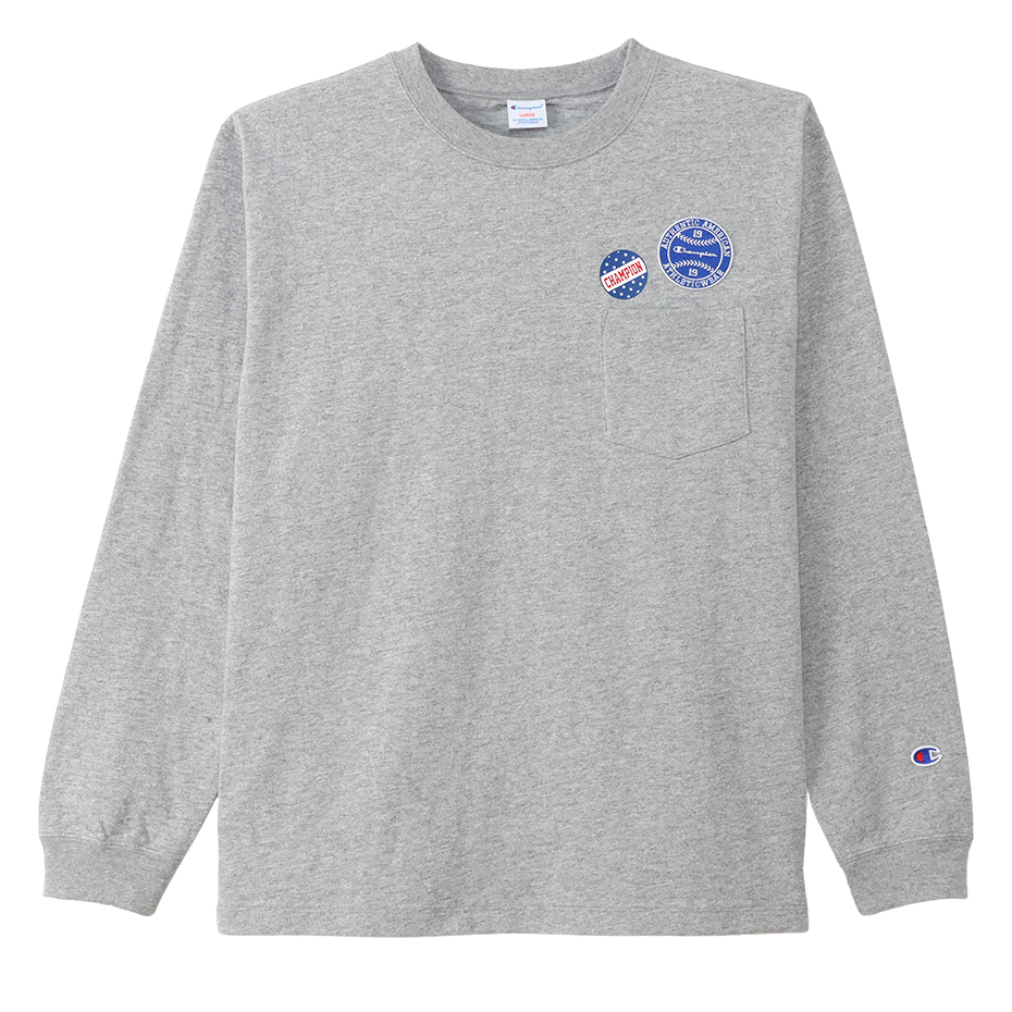 男款-CASUAL棒球刺繡貼布長Tee-灰色（C3-W412-070）