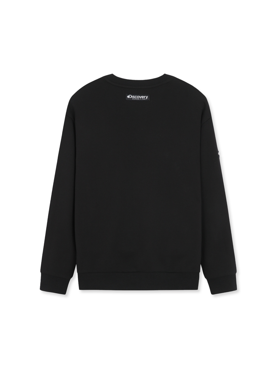 Discovery 素色 小圖騰 長袖 大學T 黑色 男