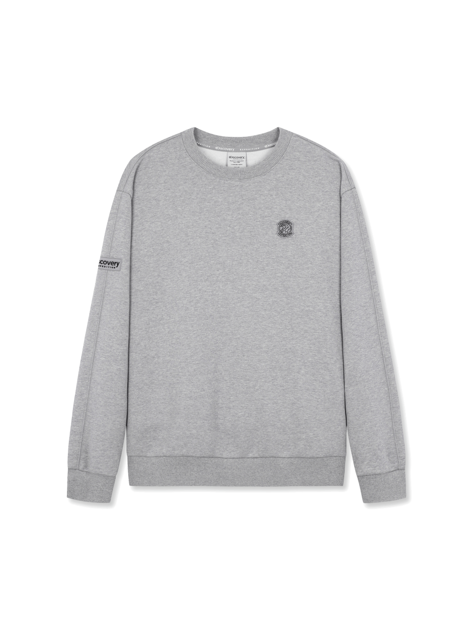 Discovery 素色 小圖騰 長袖 大學T 灰色 男