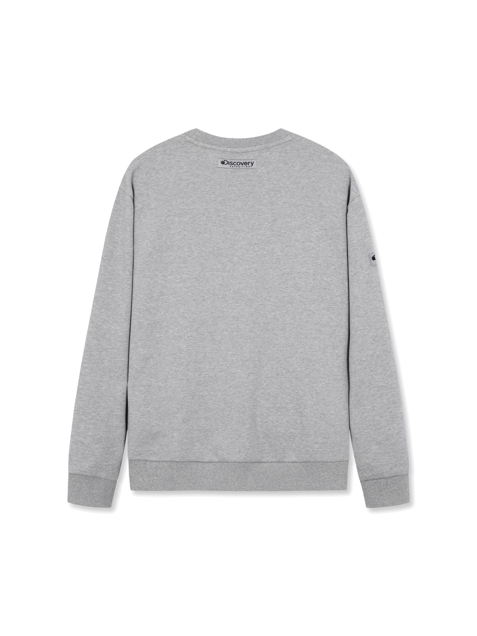 Discovery 素色 小圖騰 長袖 大學T 灰色 男