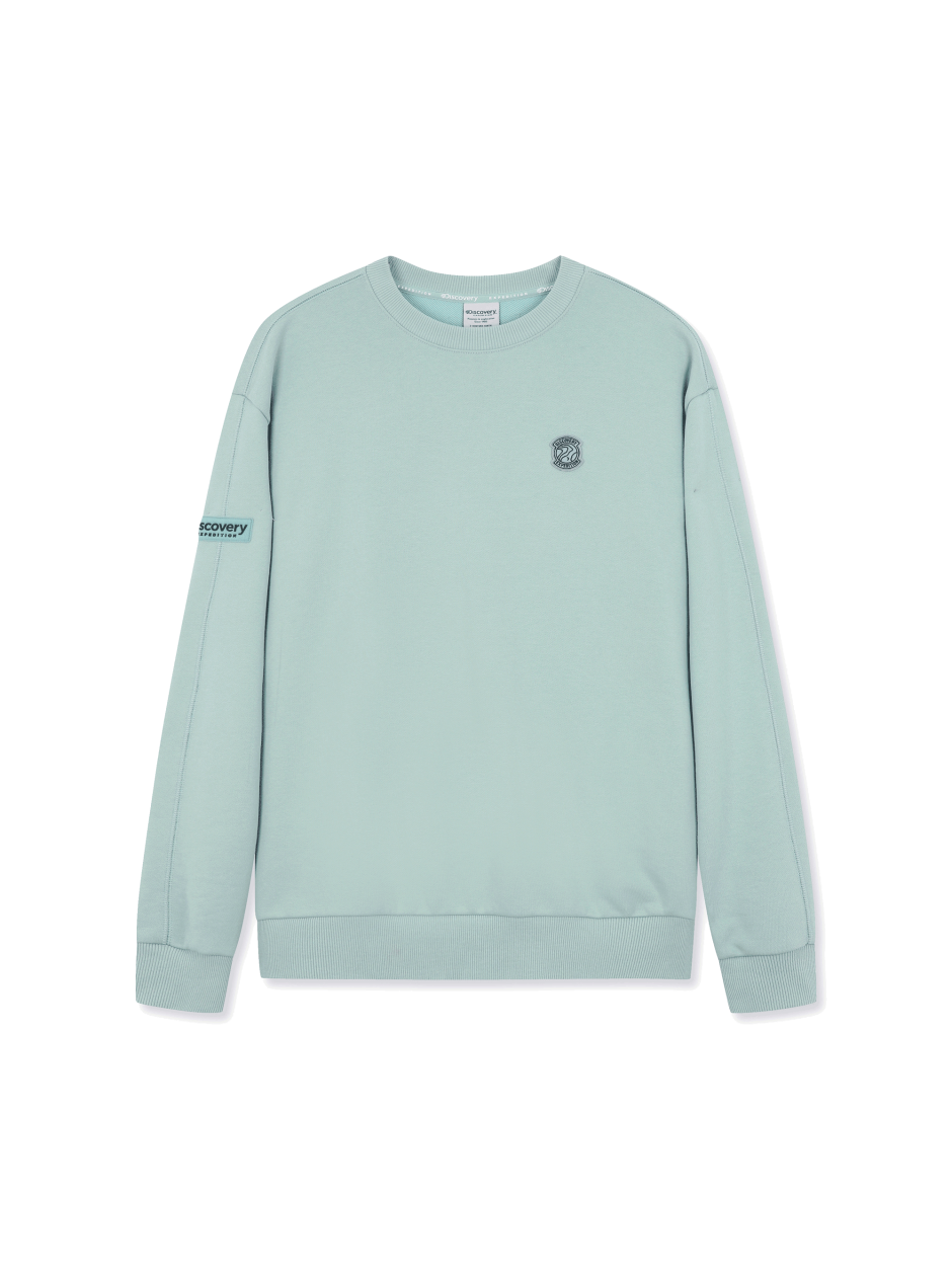 Discovery 素色 小圖騰 長袖 大學T 綠色 男