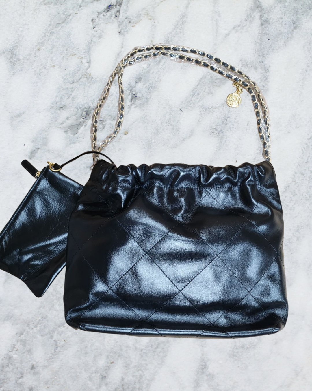 韓國金屬鏈牛仔布tote bag(KC364)