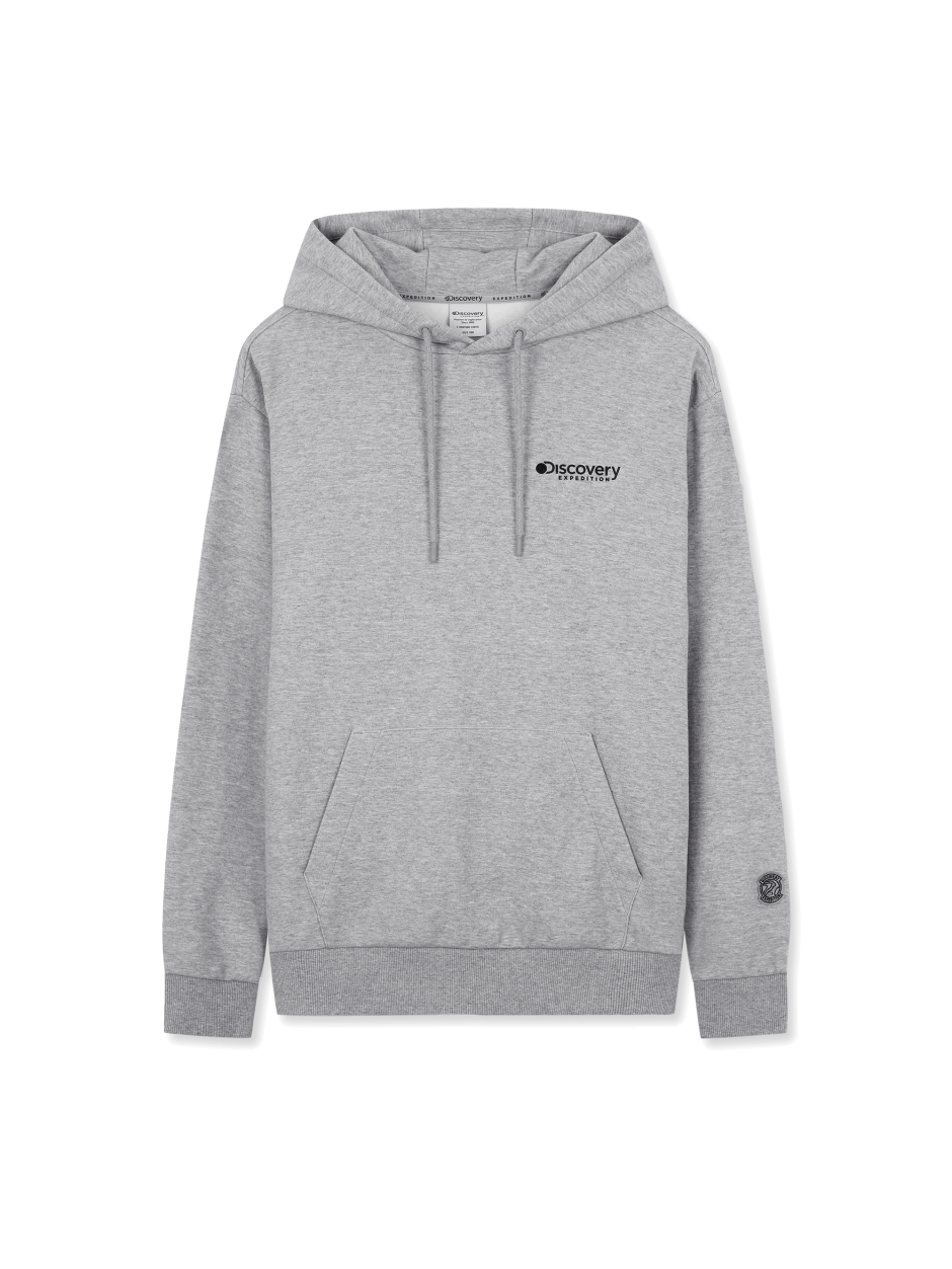 Discovery 經典款 小圖騰 長袖  帽T 灰色 男