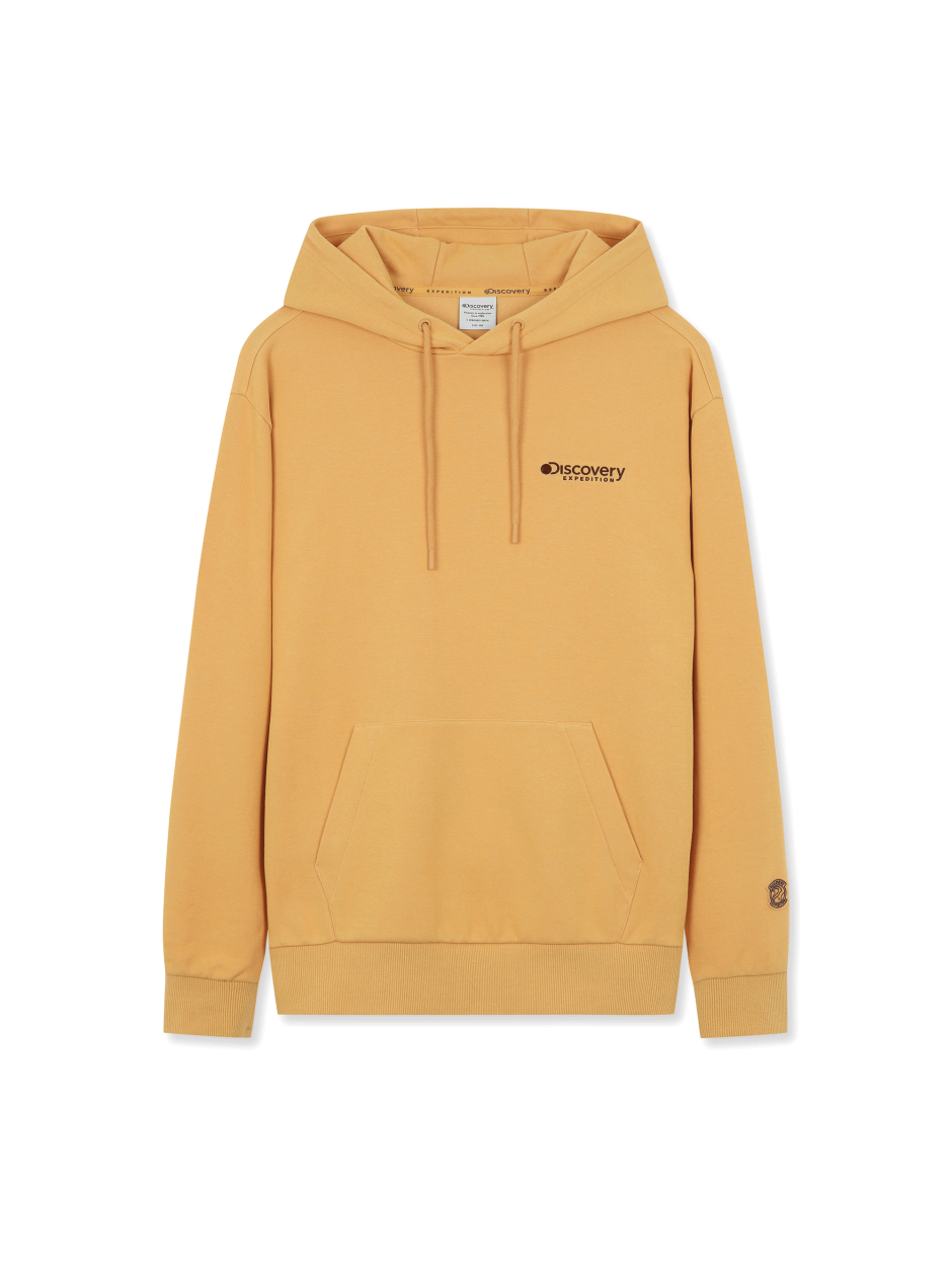 Discovery 經典款 小圖騰 長袖  帽T 黃色 男