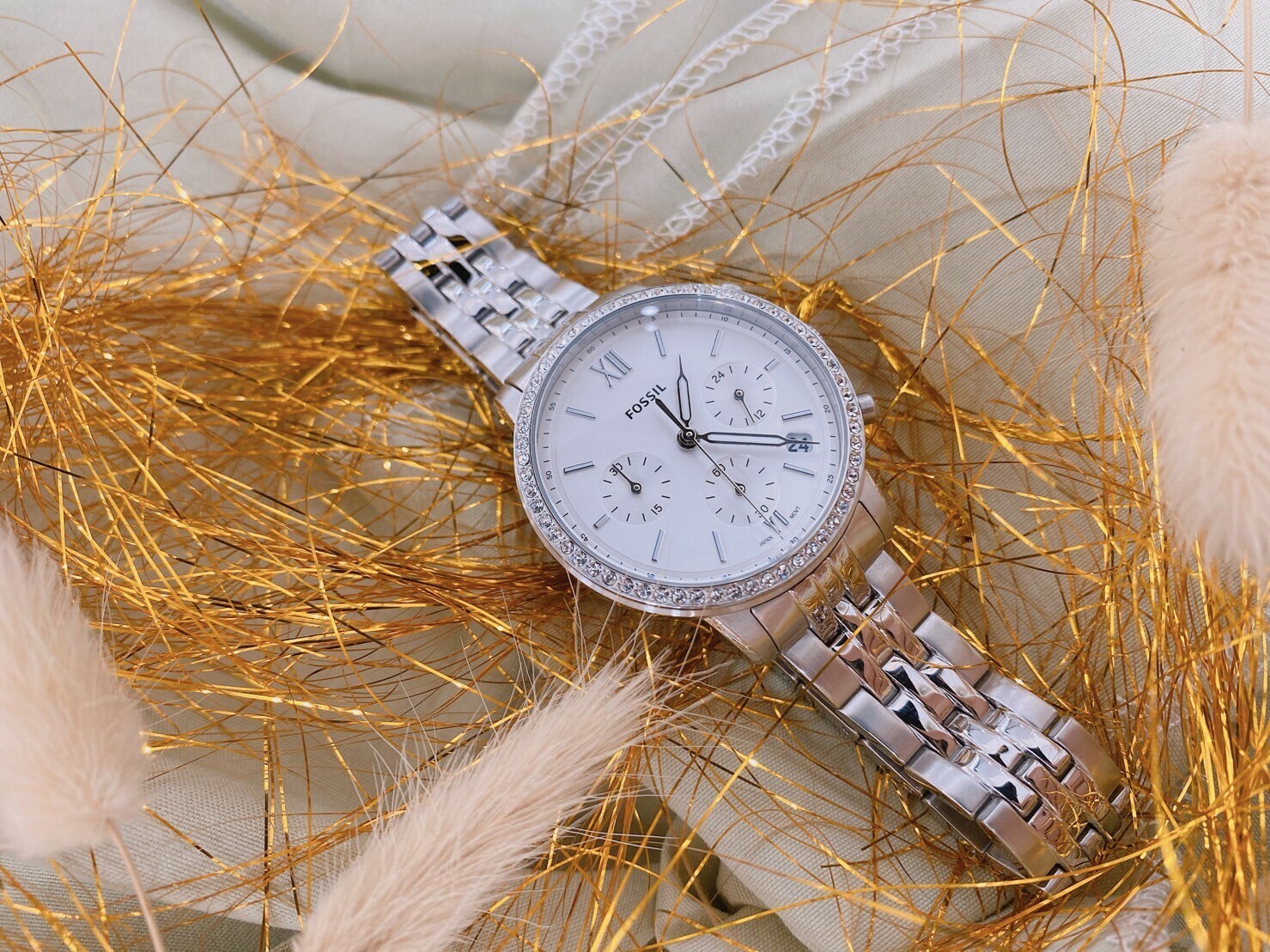 【Fossil】奢雅三眼計時腕錶 ES5217 36mm 現代鐘錶